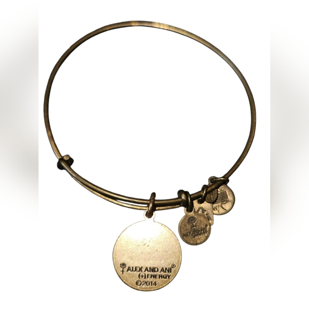 Alex & Ani Gold Epoxy Sunflower Charm Bangle Bracelet - Picture 2 of 2